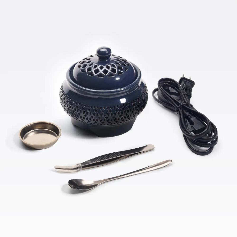 Lư Xông Trầm Điện Hỗ Trợ Hẹn Giờ Kèm Phụ Kiện - Mẫu Tròn Xanh - Ảnh 3