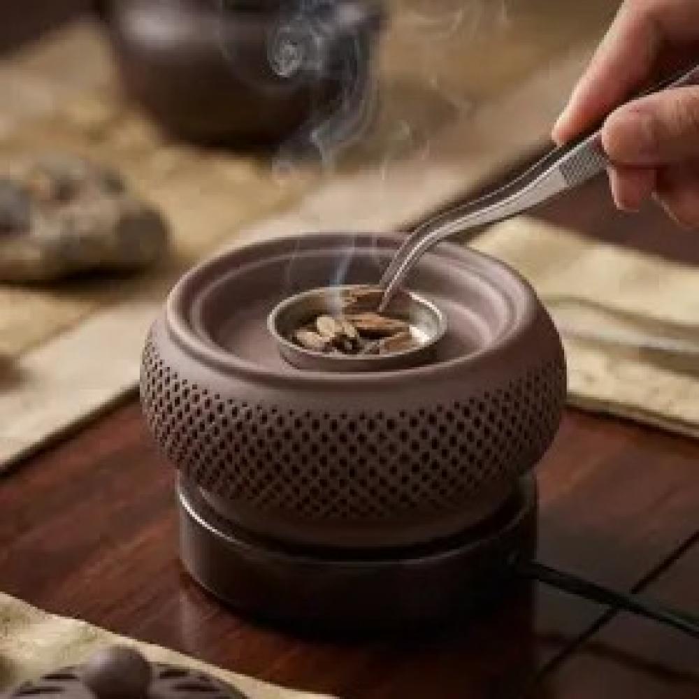 Lư Xông Trầm Điện Hỗ Trợ Hẹn Giờ Kèm Phụ Kiện - Mẫu Tròn Nâu - Ảnh 4